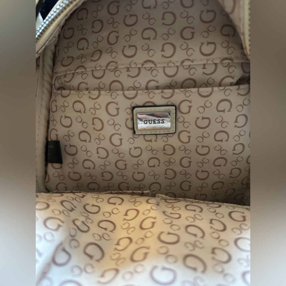 Guess Logo Patterned Cream Backpack - image 2